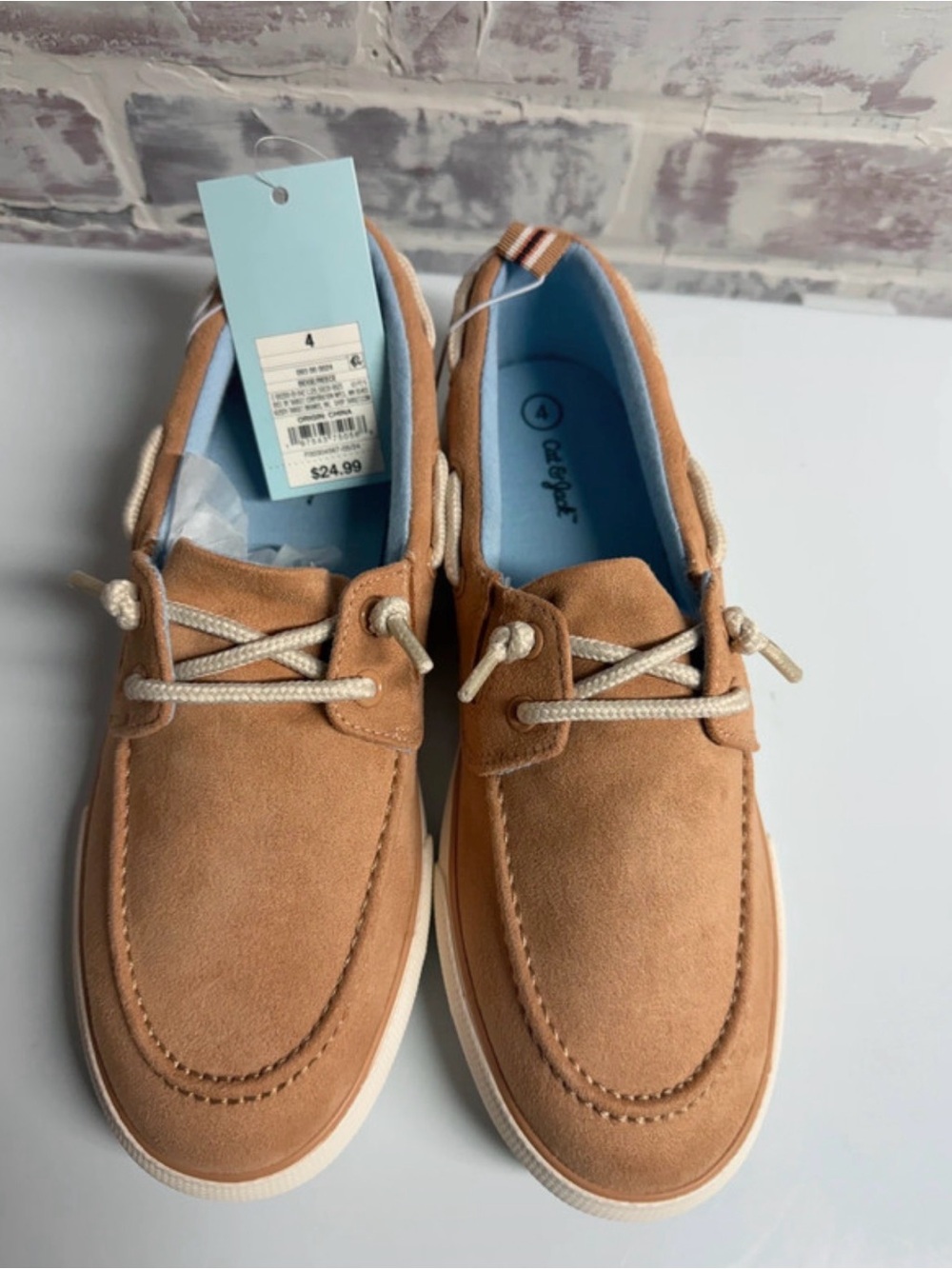 Casual Kid’s Suede Boat Shoes in Tan